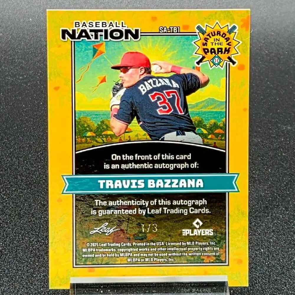 2025 Travis Bazzana 1/3 Auto Saturday in the Park Cleveland Guardians Top Prospe